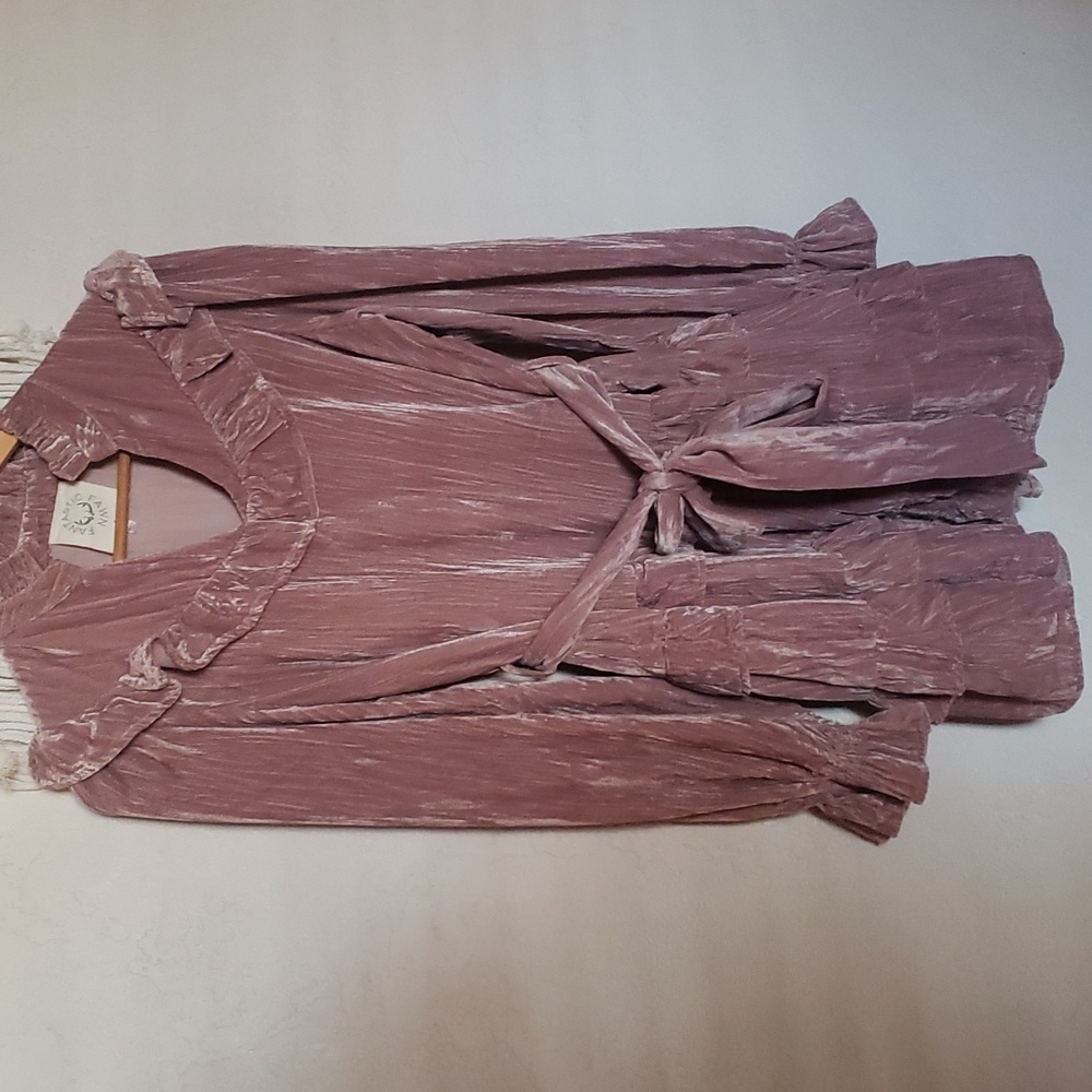 Velvet Ruffled Mini Dress S